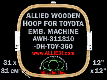 31.1 x 31.0 cm (12.2 x 12.2 inch) Rectangular Allied Wooden Embroidery Hoop