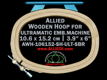 10.6 x 15.2 cm (3.9 x 6.0 inch) Oval Allied Wooden Embroidery Hoop, Single Height - Ultramatic 123 mm Short Bar Type Flat Table
