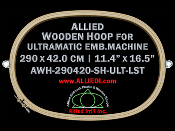 29.0 x 42.0 cm (11.4 x 16.5 inch) Oval Allied Wooden Embroidery Hoop, Single Height - Ultramatic 464 mm Long Screw Type Flat Table