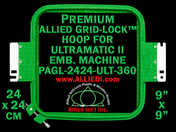 24 x 24 cm (9 x 9 inch) Square Premium Allied Grid-Lock Plastic Embroidery Hoop - Ultramatic-II 360