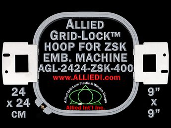 ZSK 24 x 24 cm (9 x 9 inch) Square Allied Grid-Lock Embroidery Hoop for 400 mm Sew Field / Arm Spacing