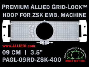 ZSK 9 cm (3.5 inch) Round Premium Allied Grid-Lock Embroidery Hoop for 400 mm Sew Field / Arm Spacing