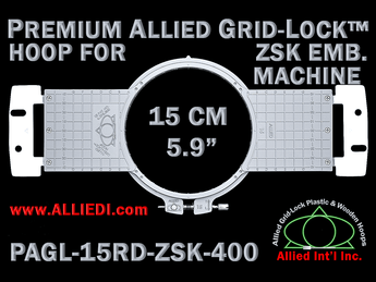 ZSK 15 cm (5.9 inch) Round Premium Allied Grid-Lock Embroidery Hoop for 400 mm Sew Field / Arm Spacing