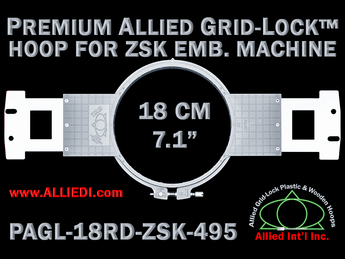 ZSK 18 cm (7.1 inch) Round Premium Allied Grid-Lock Embroidery Hoop for 495 mm Sew Field / Arm Spacing