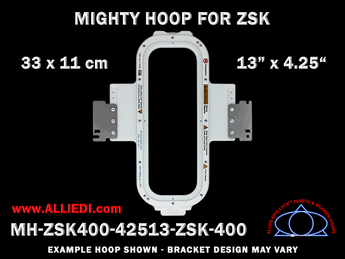 ZSK 13 x 4.25 inch (33 x 11 cm) Vertical Rectangular Magnetic Mighty Hoop for 400 mm Sew Field / Arm Spacing