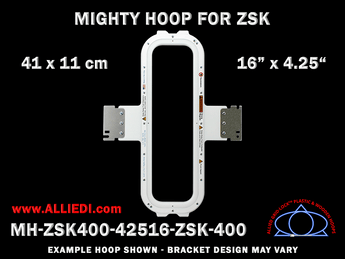 ZSK 16 x 4.25 inch (41 x 11 cm) with 1.5 inch Offset Vertical Magnetic Mighty Hoop for 400 mm Sew Field / Arm Spacing