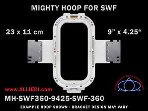SWF 9 x 4.25 inch (23 x 13 cm) Vertical Rectangular Magnetic Mighty Hoop for 360 mm Sew Field / Arm Spacing