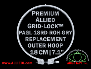 18 cm (7.1 inch) Round Premium Version Allied Grid-Lock Replacement Outer Embroidery Hoop / Ring / Frame - Grey