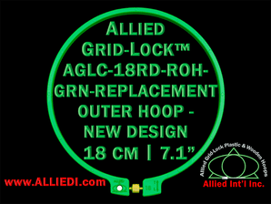 18 cm (7.1 inch) Round Standard Version Allied Grid-Lock (New Design) Replacement Outer Embroidery Hoop / Ring / Frame - Green