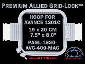Avance 1201C - 19 x 20 cm (7.5 x 8 inch) Rectangular Premium Allied Grid-Lock Embroidery Hoop for Magnetic 400 mm Sew Field / Arm Spacing