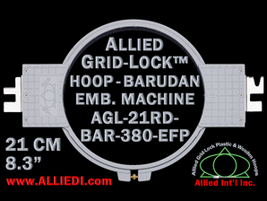 21 cm (8.3 inch) Round Allied Grid-Lock Plastic Embroidery Hoop - Barudan 380 EFP