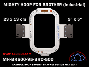Brother Commercial 9 x 5 inch (23 x 13 cm) Vertical Rectangular Magnetic Mighty Hoop for 500 mm Sew Field / Arm Spacing