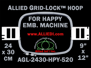 24 x 30 cm (9 x 12 inch) Rectangular Allied Grid-Lock Plastic Embroidery Hoop - Happy Japan 520