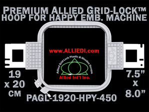 19 x 20 cm (7.5 x 8 inch) Rectangular Premium Allied Grid-Lock Plastic Embroidery Hoop - Happy Japan 450