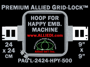 24 x 24 cm (9 x 9 inch) Square Premium Allied Grid-Lock Plastic Embroidery Hoop - Happy Japan 500