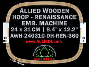 24.0 x 31.0 cm (9.4 x 12.2 inch) Rectangular Allied Wooden Embroidery Hoop
