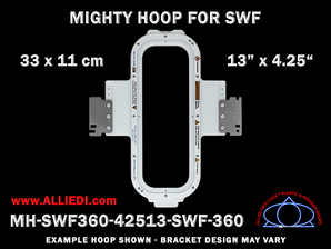 SWF 13 x 4.25 inch (33 x 11 cm) Vertical Rectangular Magnetic Mighty Hoop for 360 mm Sew Field / Arm Spacing