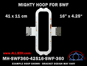 SWF 16 x 4.25 inch (41 x11 cm) Vertical Magnetic Mighty Hoop for 360 mm Sew Field / Arm Spacing