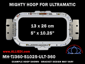 Ultramatic-II 5 x 10.25 inch (13 x 26 cm) Horizontal Rectangular Magnetic Mighty Hoop for 360 mm Sew Field / Arm Spacing