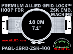 ZSK 18 cm (7.1 inch) Round Premium Allied Grid-Lock Embroidery Hoop for 400 mm Sew Field / Arm Spacing