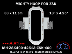 ZSK 13 x 4.25 inch (33 x 11 cm) Vertical Rectangular Magnetic Mighty Hoop for 400 mm Sew Field / Arm Spacing