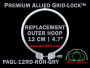 12 cm (4.7 inch) Round Premium Version Allied Grid-Lock Replacement Outer Embroidery Hoop / Ring / Frame - Grey