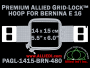 14 x 15 cm (5.5 x 6 inch) Rectangular Premium Allied Grid-Lock Plastic Embroidery Hoop - Bernina 480