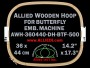 36.0 x 44.0 cm (14.2 x 17.3 inch) Rectangular Allied Wooden Embroidery Hoop, Double Height - Butterfly 500