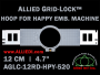 12 cm (4.7 inch) Round Allied Grid-Lock (New Design) Plastic Embroidery Hoop - Happy 520