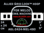 24 x 24 cm (9 x 9 inch) Square Allied Grid-Lock Plastic Embroidery Hoop - Melco 480