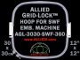 30 x 30 cm (12 x 12 inch) Square Allied Grid-Lock Plastic Embroidery Hoop - SWF 360 - Allied May Substitute this with Premium Version Hoop