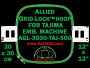 Tajima 30 x 30 cm (12 x 12 inch) Square Allied Grid-Lock Embroidery Hoop for 500 mm Sew Field / Arm Spacing - May Get Substituted with Premium Version Hoop