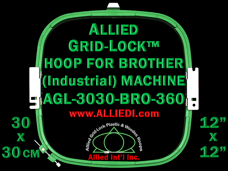 Brother Hoop - 30 x 30 cm (12 x 12 inch) - Allied Grid-Lock Hoop - For 360  mm Sew Field