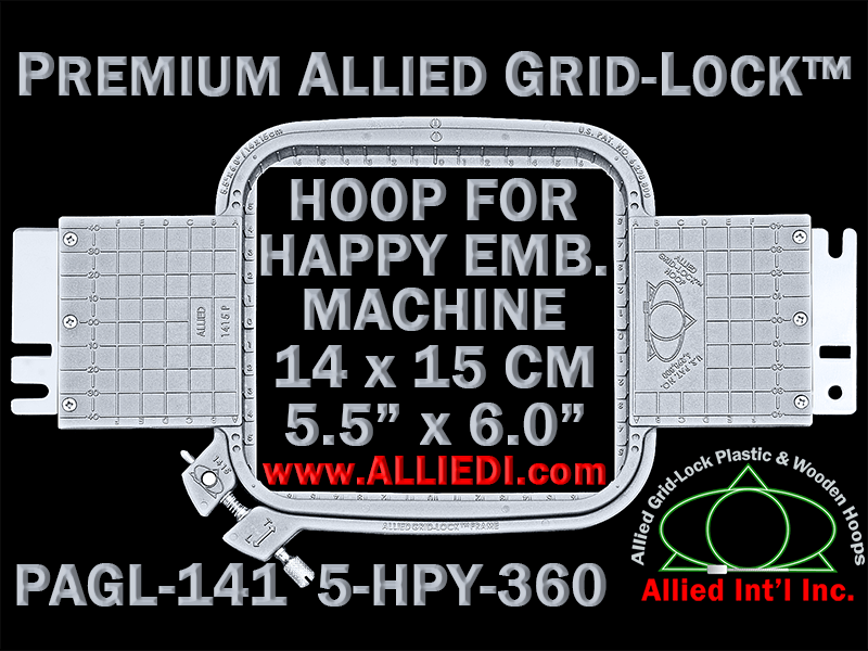 Happy Hoop / Embroidery Frame - 360 mm Sew Field / Arm Spacing - Premium  Allied GridLock 30 x 30 cm (12 x 12 inch) Square Plastic Hoop
