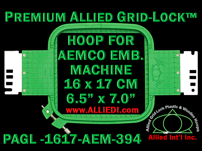 16 x 17 cm (6.5 x 7 inch) Rectangular Premium Allied Grid-Lock Plastic Embroidery Hoop - Aemco 394