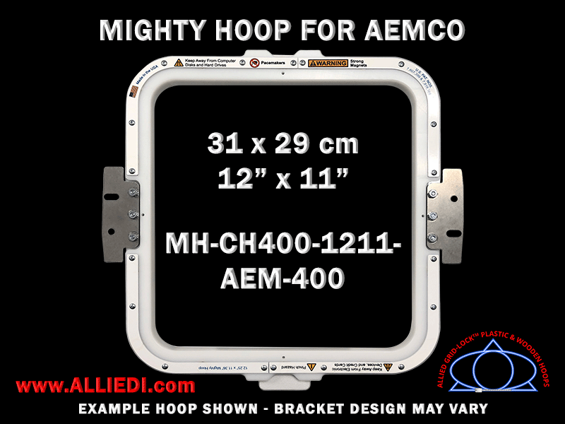 Aemco 12 x 11 inch (31 x 29 cm) Rectangular Magnetic Mighty Hoop for 400 mm Sew Field / Arm Spacing