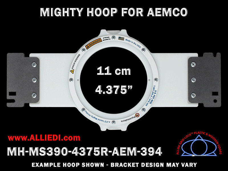 Aemco 4.375 inch (11 cm) Round Magnetic Mighty Hoop for 400 mm Sew Field / Arm Spacing