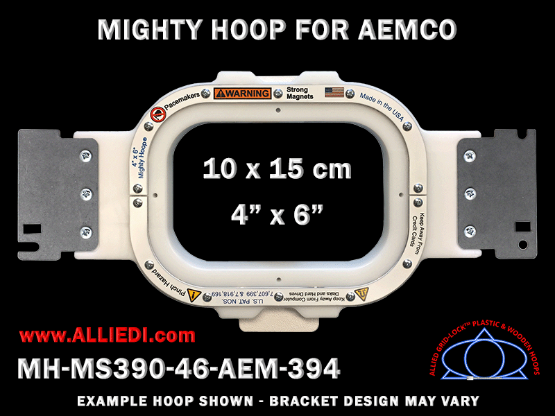 Aemco 4 x 6 inch (10 x 15 cm) Rectangular Magnetic Mighty Hoop for 400 mm Sew Field / Arm Spacing