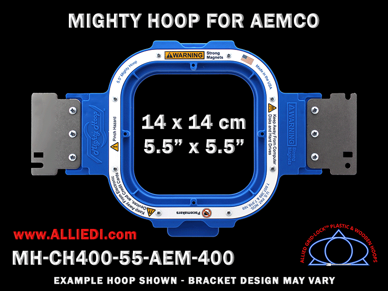 Aemco 5.5 x 5.5 inch (14 x 14 cm) Square Magnetic Mighty Hoop for 400 mm Sew Field / Arm Spacing