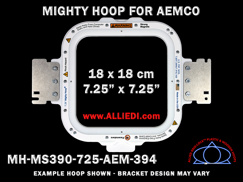 Aemco 7.25 x 7.25 inch (18 x 18 cm) Square Magnetic Mighty Hoop for 400 mm Sew Field / Arm Spacing
