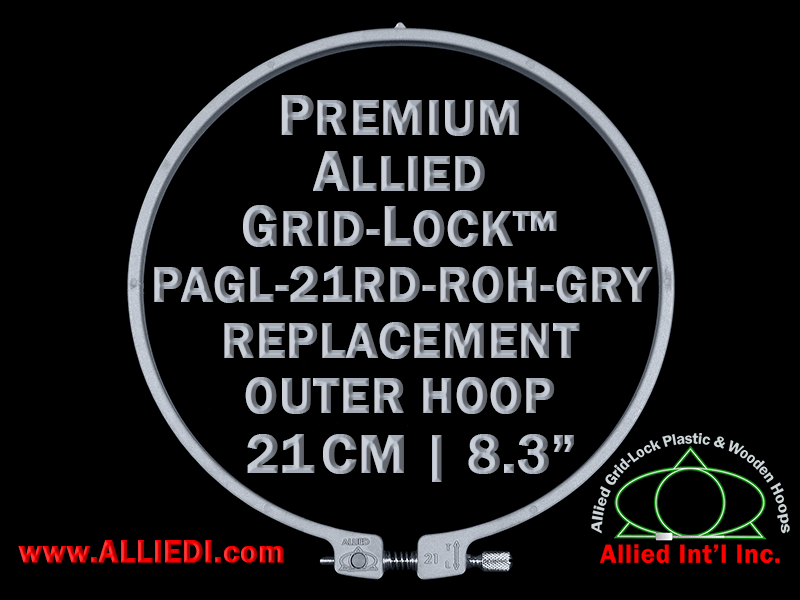 21 cm (8.3 inch) Round Premium Version Allied Grid-Lock Replacement Outer Embroidery Hoop / Ring / Frame - Grey