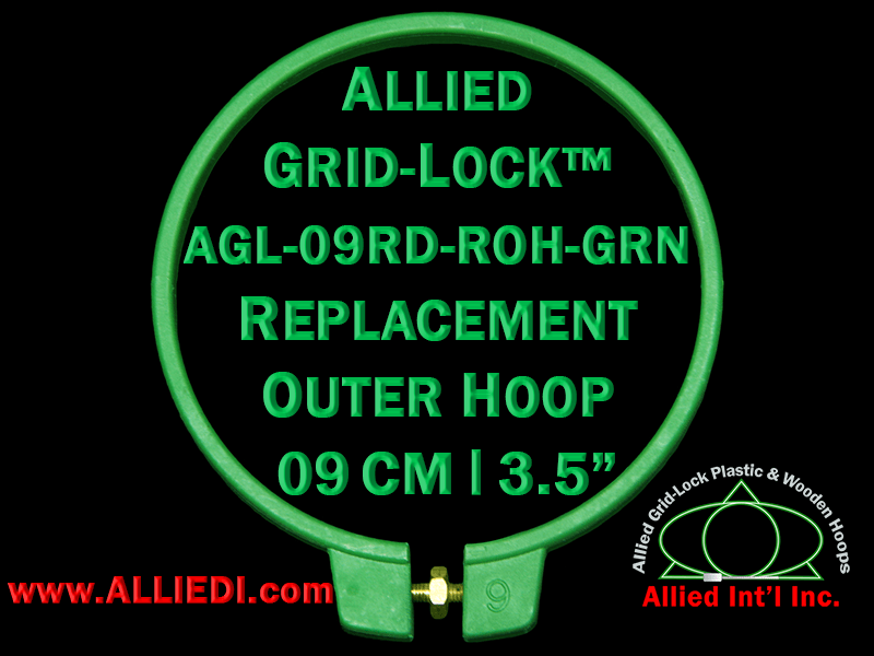 9 cm (3.5 inch) Round Standard Version Allied Grid-Lock Replacement Outer Embroidery Hoop / Ring / Frame - Green