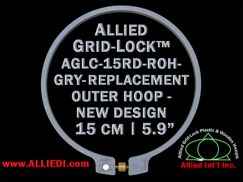 15 cm (5.9 inch) Round Standard Version Allied Grid-Lock (New Design) Replacement Outer Embroidery Hoop / Ring / Frame - Grey