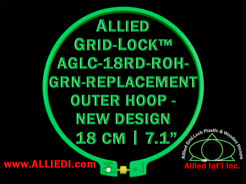 18 cm (7.1 inch) Round Standard Version Allied Grid-Lock (New Design) Replacement Outer Embroidery Hoop / Ring / Frame - Green
