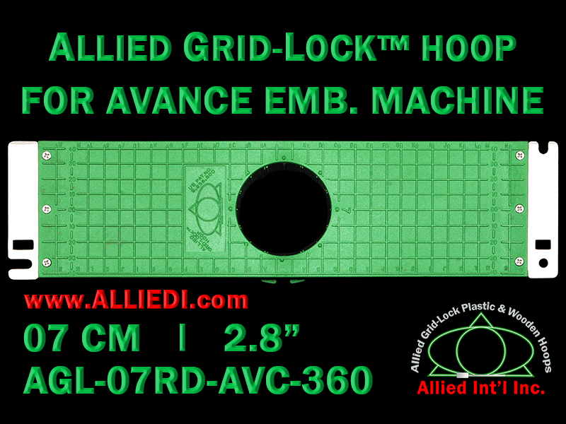 Avance 7 cm (2.8 inch) Round Allied Grid-Lock Embroidery Hoop for 360 mm Sew Field / Arm Spacing