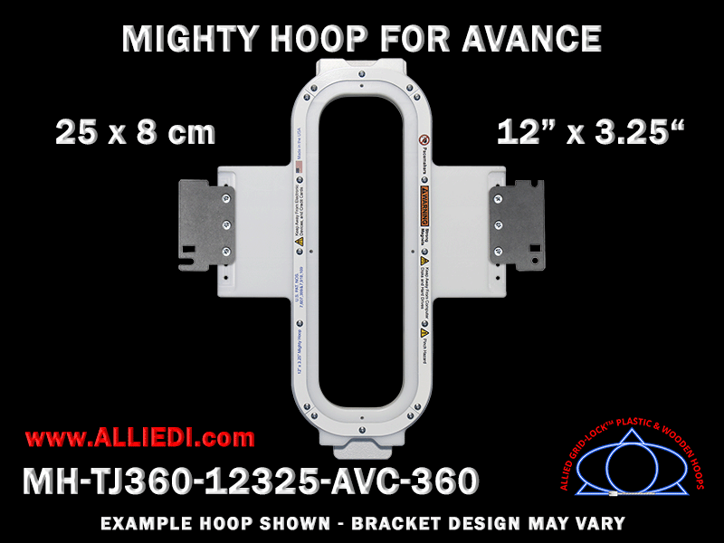 Avance 12 x 3.25 inch (30 x 8 cm) Vertical Rectangular Magnetic Mighty Hoop for 360 mm Sew Field / Arm Spacing