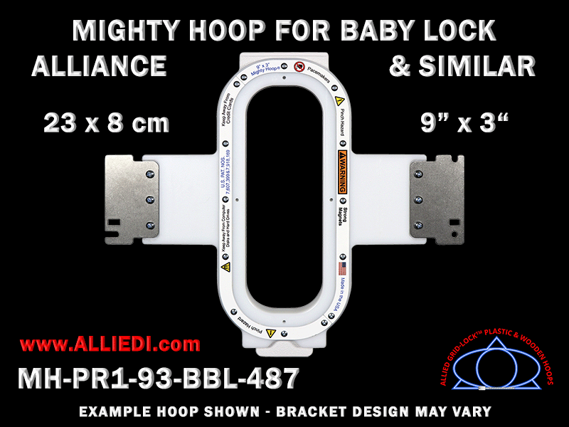 Baby Lock Alliance Single-Needle 9 x 3 inch (23 x 8 cm) Vertical Rectangular Magnetic Mighty Hoop