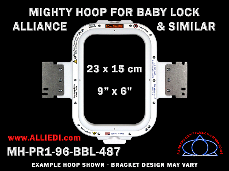 Baby Lock Alliance Single-Needle 9 x 6 inch (23 x 15 cm) Vertical Rectangular Magnetic Mighty Hoop