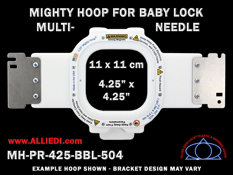 Baby Lock Multi-Needle 4.25 x 4.25 inch (11 x 11 cm) Square Magnetic Mighty Hoop