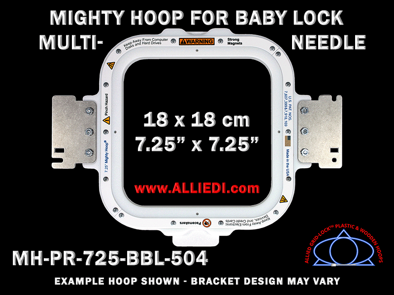 Baby Lock Multi-Needle 7.25 x 7.25 inch (18 x 18 cm) Square Magnetic Mighty Hoop
